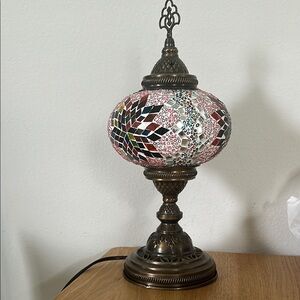 Mosaic Table Lamp with Bronze Base